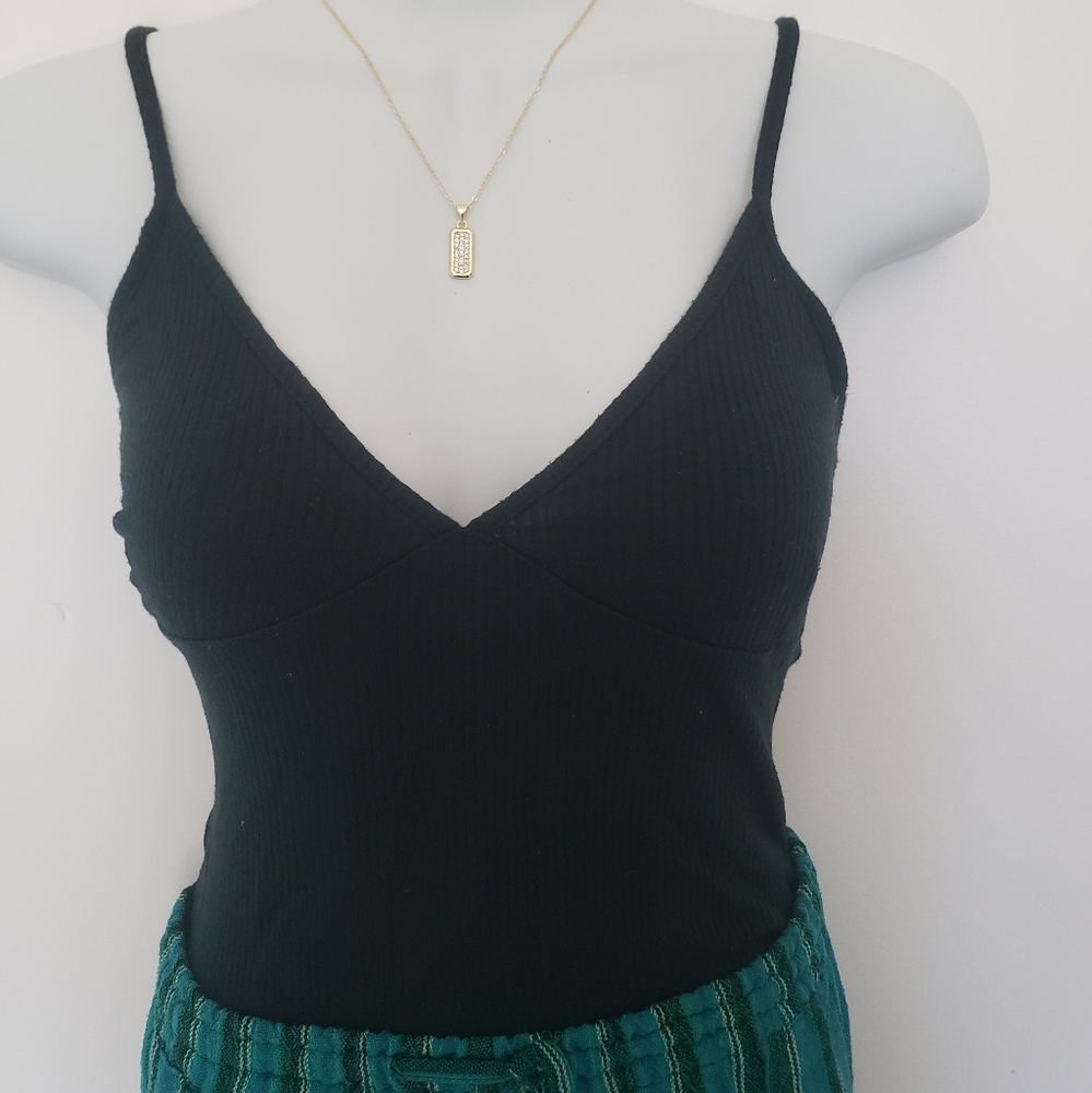 Forever 21 Dark Green Sleeveless Fitted Bodysuit